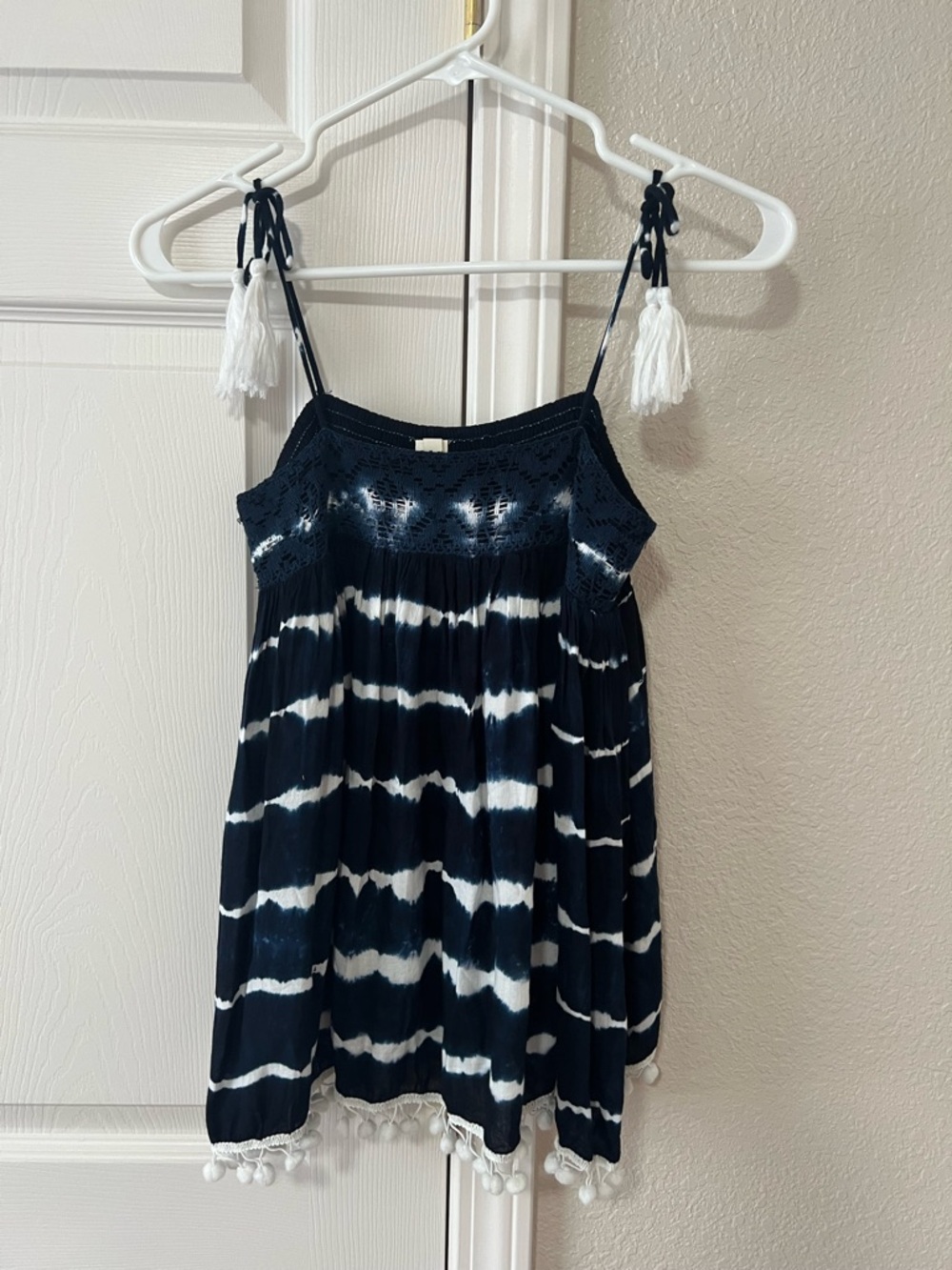 RAGA Anthropologie Nautical Days Pom Pom Tank Top Size Small